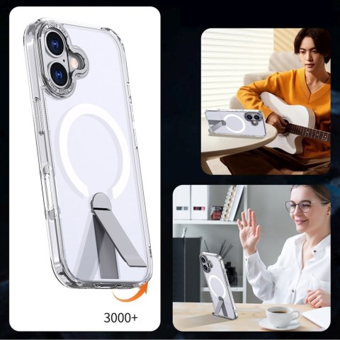 Etui pokrowiec z podstawką na iPhone 17 Hybrid Armor X MagSafe - przezroczysty