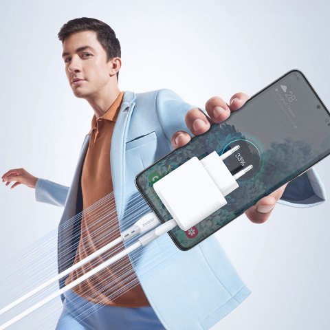 Kabel przewód z silikonowym oplotem USB-A - USB-C L25ST 5A 1m - biały