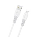 Kabel przewód z silikonowym oplotem USB-A - micro USB L25SM 3A 1m - biały