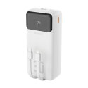 Powerbank 30000mAh USB-A USB-C K15Max PD 22.5W z kablami USB-C iPhone Lightning - biały