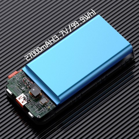 Powerbank 30000mAh USB-A USB-C K15Max PD 22.5W z kablami USB-C iPhone Lightning - biały