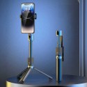 Selfie stick kijek do zdjęć ze statywem pilotem Bluetooth 1.1 m - czarny