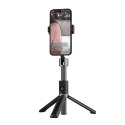 Selfie stick kijek do zdjęć ze statywem pilotem Bluetooth 1.1 m - czarny
