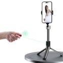 Selfie stick kijek do zdjęć ze statywem pilotem Bluetooth 1.1 m - czarny