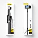 Selfie stick kijek do zdjęć ze statywem pilotem Bluetooth 1.1 m - czarny