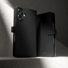 Etui z ekoskóry 2w1 z klapką i portfelem do iPhone 16 Wallet Detachable MagSafe - czarne
