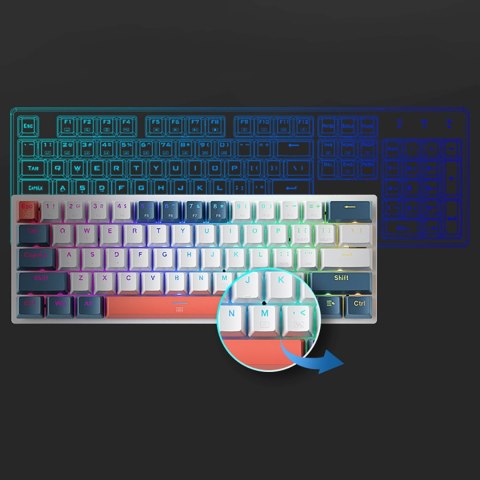 Klawiatura gamingowa przewodowa mechaniczna podświetlana Red Switch - biało-niebieska