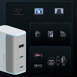 Ładowarka sieciowa USB-C USB-A z kablem GaN 100W - biała