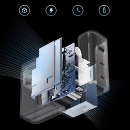 Ładowarka sieciowa USB-C USB-A z kablem USB-C GaN 100W - szara