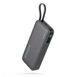 Powerbank 20000mAh USB-A USB-C z wbudowanym kablem USB-C 55W - szary