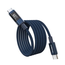 Kabel przewód USB-C z wyświetlaczem PD 60 W 1.2 m - niebieski