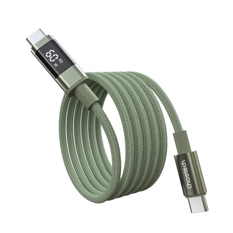 Kabel przewód USB-C z wyświetlaczem PD 60 W 1.2 m - zielony