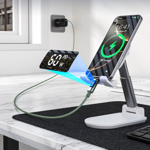 Kabel przewód USB-C z wyświetlaczem PD 60 W 1.2 m - zielony