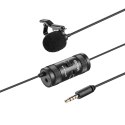 Mikrofon krawatowy przewodowy do smartfonów kamer 3.5 mm TRRS 6m - czarny