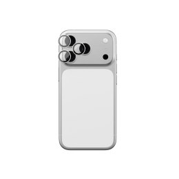 Szkło na aparat do iPhone 17 Pro / Pro Max ze srebrną ramką aluminiową Lens Glass