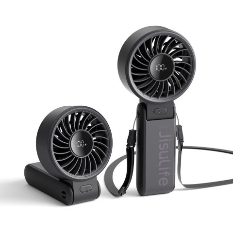 Mini wiatrak wentylator przenośny 5 prędkości 3600mAh USB-C - czarny