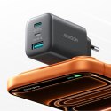 Ładowarka sieciowa USB-C iPhone Lightning USB-A GaN 45W - czarna