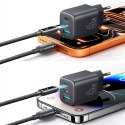 Ładowarka sieciowa USB-C iPhone Lightning USB-A GaN 45W - czarna