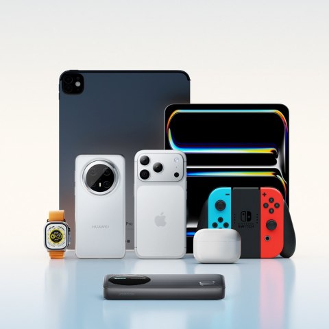 Powerbank 10000mAh 22.5W USB-A USB-C z wyświetlaczem cyfrowym - czarny
