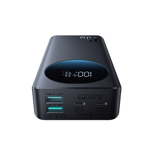 Powerbank 20000 mAh USB-A USB-C z wyświetlaczem cyfrowym 45 W - czarny