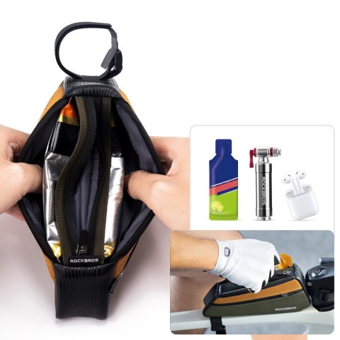 Torba rowerowa na górną rurę ramy 0.25L - zielono pomarańczowa
