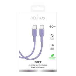 Kabel przewód elastyczny USB-C 60W 1.5m ICON - fioletowy