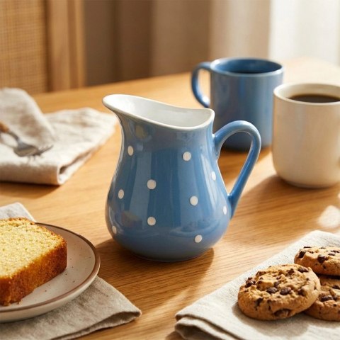 Dzbanek Ceramiczny 480 ml Niebieski w Groszki Dots Mlecznik Sosjerka