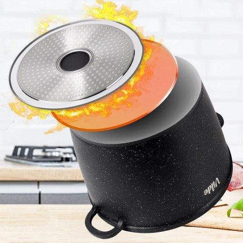 Garnek Granitowy 6,7 L 24 cm Pokrywka Aroma Dozownik Silikon VILDE