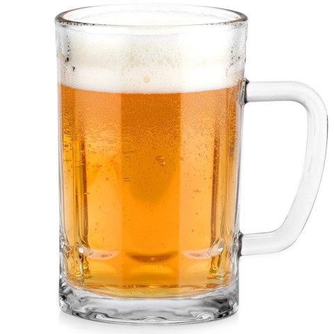 Kufel do Piwa Szklany 330 ml z Uchem Gruby Klasyczny Prezent