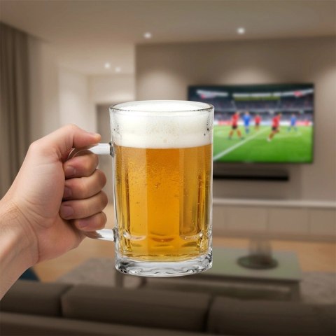 Kufel do Piwa Szklany 330 ml z Uchem Gruby Klasyczny Prezent