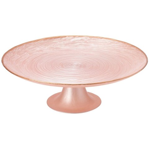 Patera na Tort Ciasto na Nóżce Szkło Perłowy Róż 28 cm Home Styling