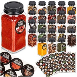 Pojemnik na przyprawy szklany 120 ml 24 szt. + 90 naklejek