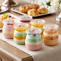 Pucharki z Pokrywkami 160ml Zestaw 6 szt. do Monoporcji i Deserów