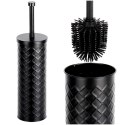 Szczotka do WC Silikonowa Czarna Metalowy Pojemnik Stojak 38 cm VILDE