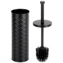 Szczotka do WC Silikonowa Czarna Metalowy Pojemnik Stojak 38 cm VILDE