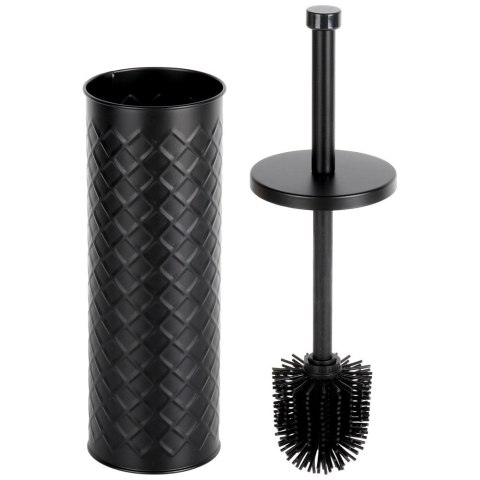 Szczotka do WC Silikonowa Czarna Metalowy Pojemnik Stojak 38 cm VILDE