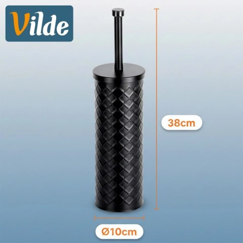 Szczotka do WC Silikonowa Czarna Metalowy Pojemnik Stojak 38 cm VILDE