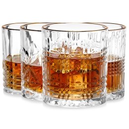 Szklanki do Whisky 290 ml ze Złotym Rantem Komplet 4 sztuk VILDE Drink