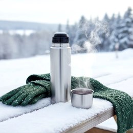 Termos Stalowy 750 ml ORION Srebrny Turystyczny Bidon Ciepło