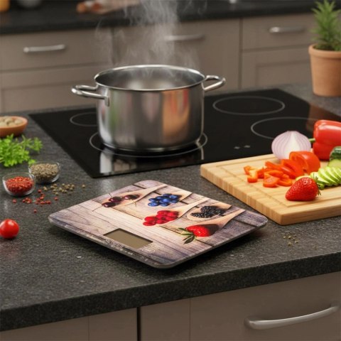 Waga Kuchenna Cyfrowa Szklana do 15 kg LCD Funkcja TARA Owoce