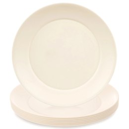 Zestaw 6 Talerzy Obiadowych 23,5 cm Kremowe Plastikowe Piknik