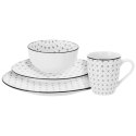 Zestaw Obiadowy Porcelana 16 elementów Talerze Kubki na 4 Osoby
