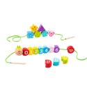 TOOKY TOY Drewniana Sznurowana Gąsienica Do Nawlekania Zręcznościowa TOOKY