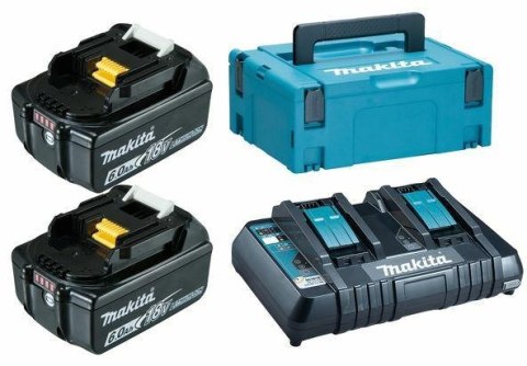 Zestaw zasilający 18V 2x6,0Ah (BL1860Bx2+DC18RD) MAKPAC MAKITA