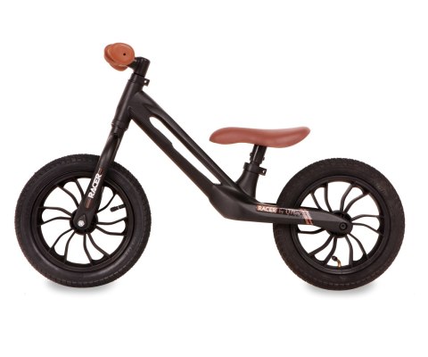 ND18_3865 Qplay Rowerek Biegowy Racer Black/Brown ROWEREK