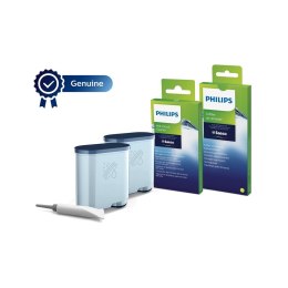 Zestaw akcesoriów do czyszczenia ekspresów Philips CA6707/10 (2 wkłady filtra AquaClean, 6 saszetek ze środkiem do czyszczenia o