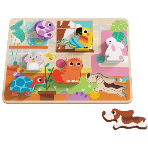 Tooky Toy Drewniane Puzzle Zwierzątka Dom Dopasuj Kształty TOOKY