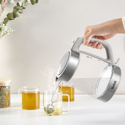 Tefal Glass Kettle KI605B30 czajnik elektryczny 1,7 l 2200 W Szary, Srebrny, Przezroczysty