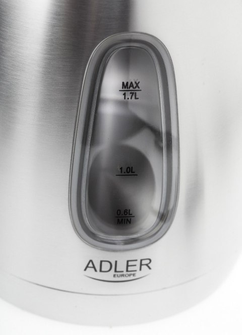 Adler Sp. z o.o. Czajnik Adler AD 1223 | Standard | 2200 W | 1.7 L | Stal nierdzewna | Obracana podstawa 360° | Gwarancja 24 m-ce