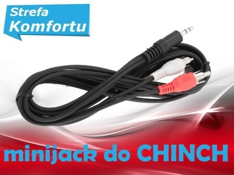 Cablexpert Przewód audio Cablexpert | Męskie | RCA x 2 | Minijack stereo 3,5 mm | Długość 2,5 m. Gwarancja producenta: 24 miesiące.